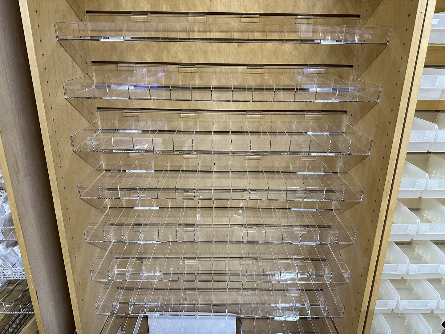 Acrylic Slatwall Display Bin – Multi-Compartment 2.25” Deep