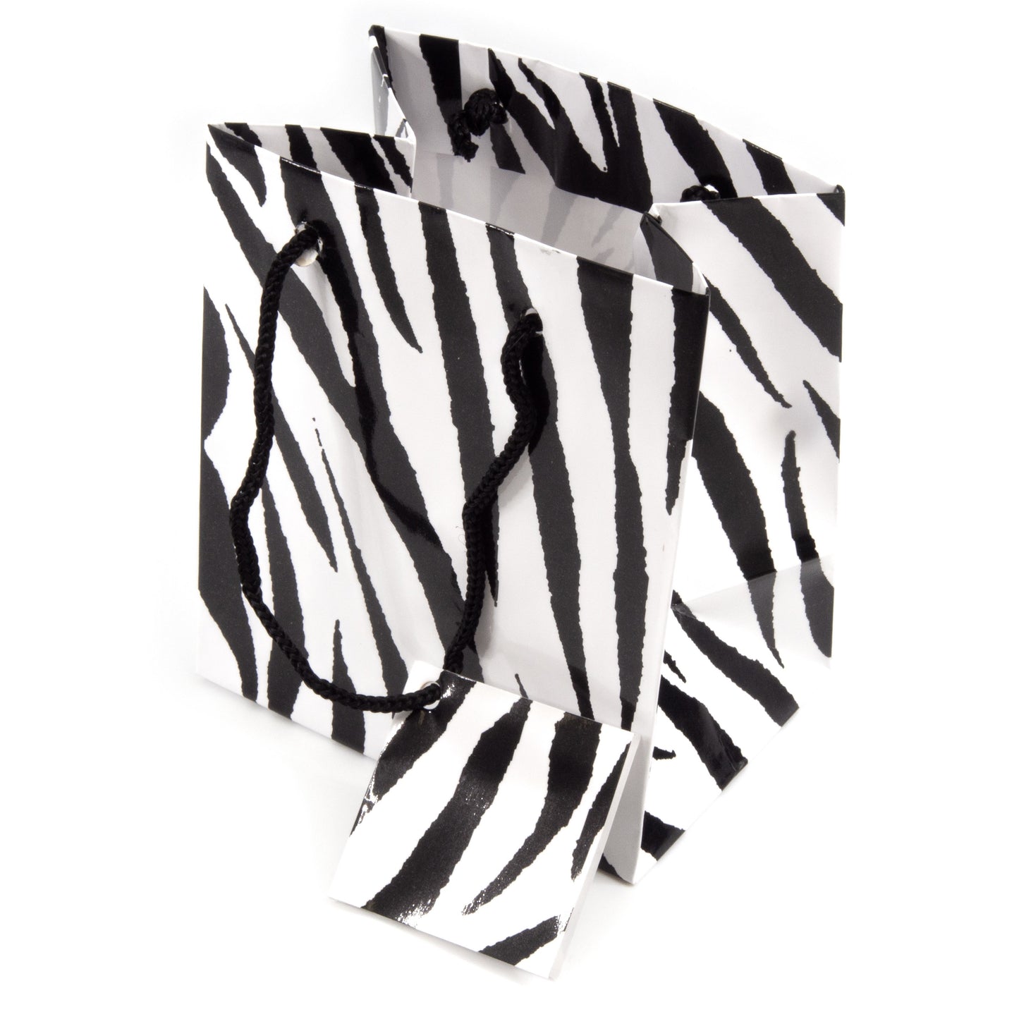 10 Pcs Glossy Zebra Stripe Print Gift Tote Bags for Gifts, Presents, Party Favors, Retail, Merchandise, Weddings, Birthdays, Events