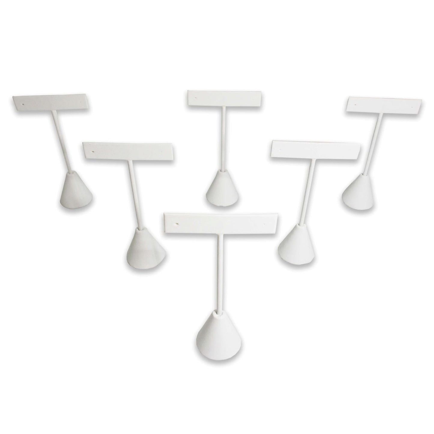 White Leatherette Single Piece Earring T-Shape Display