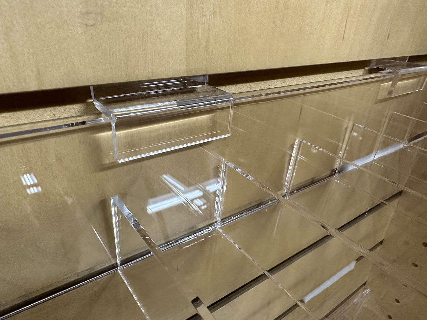 Acrylic Slatwall Display Bin – Multi-Compartment 2.25” Deep