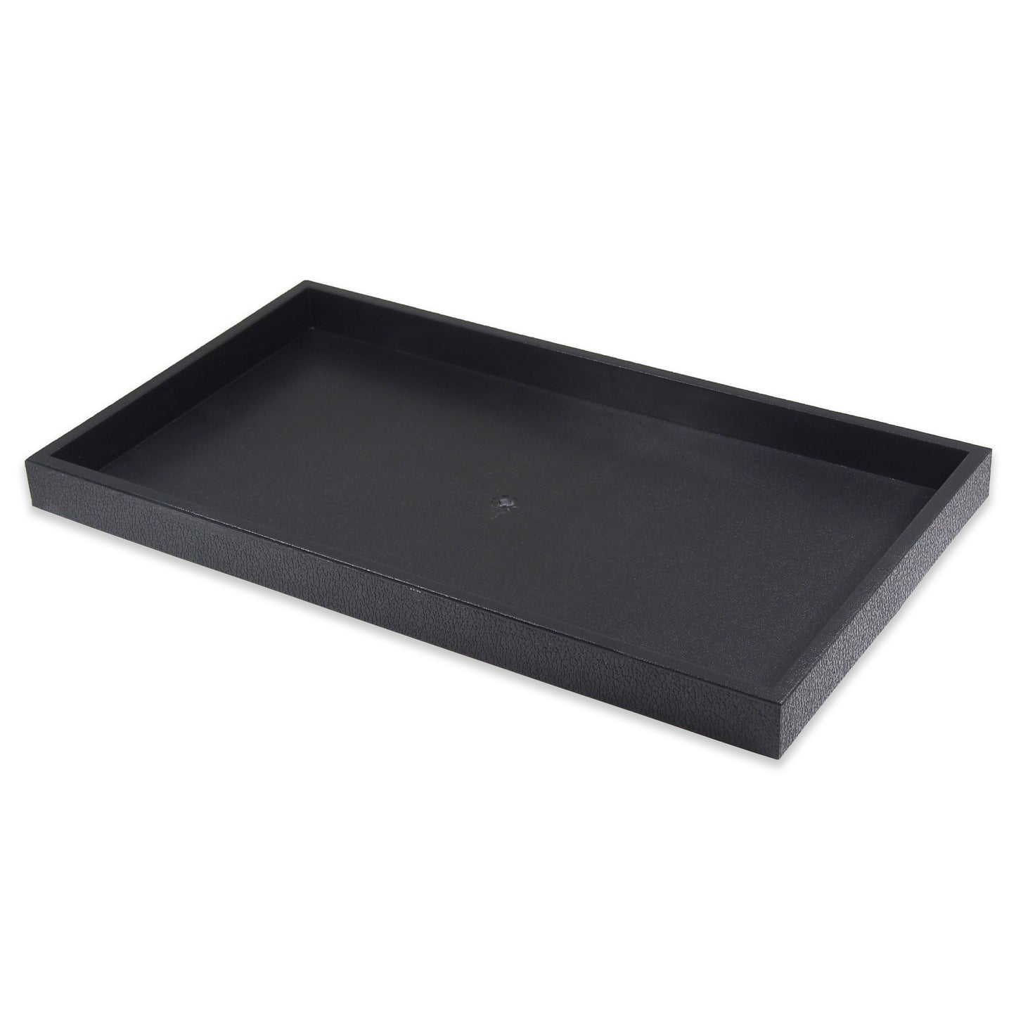 Black 1"H Standard Stackable Plastic Utility Trays - 14 3/4'' x 8 1/4'' x 1''H
