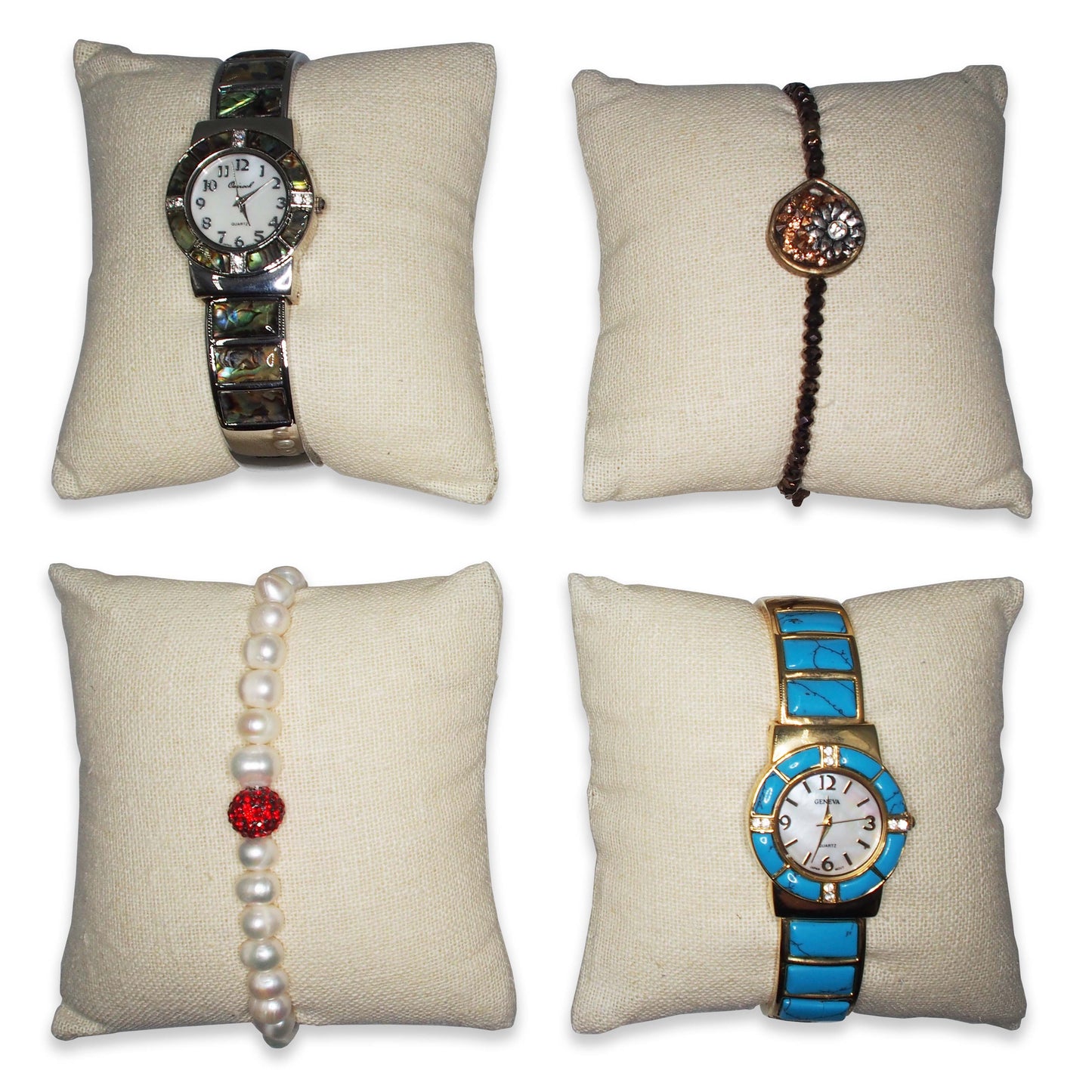 4" Beige Linen Pillow Displays