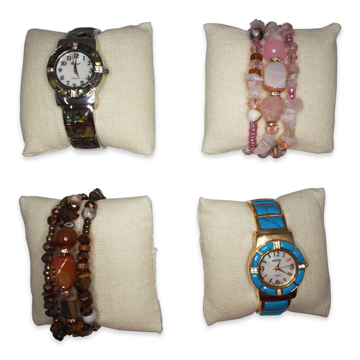 3" Beige Linen Pillow Displays