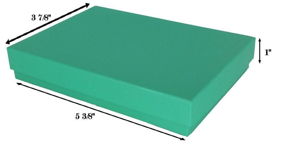 Teal Cotton Filled Box: 5 3/8" x 3 7/8" x 1"H