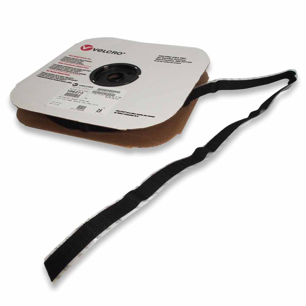 Black Velcro hook and loop attachment strip - 25yd roll