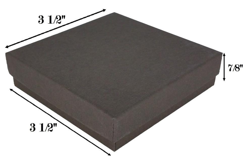 Chocolate Kraft Cotton Filled Boxes - 3 1/2" x 3 1/2" x 7/8"H