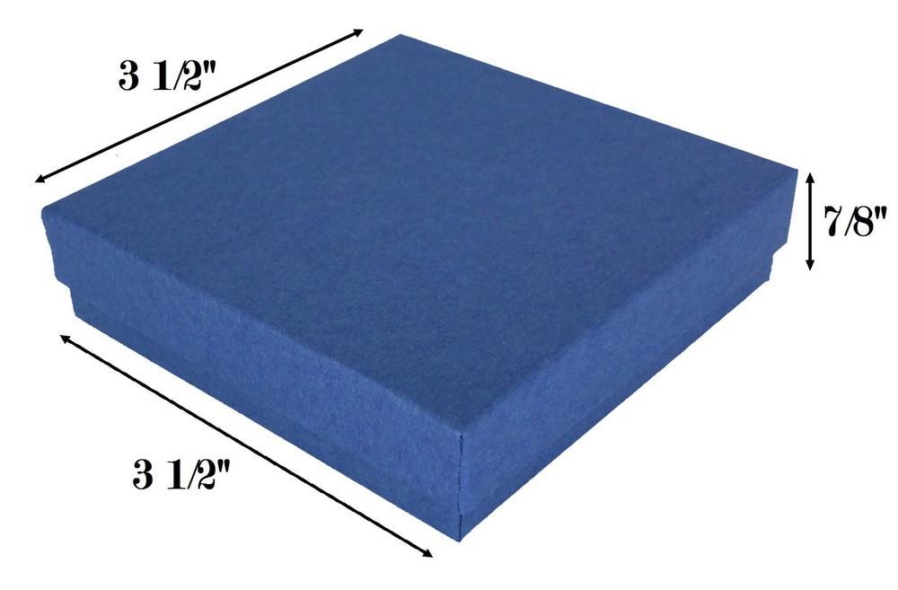 Navy Kraft Cotton Filled Box: 3 1/2" x 3 1/2" x 7/8"H