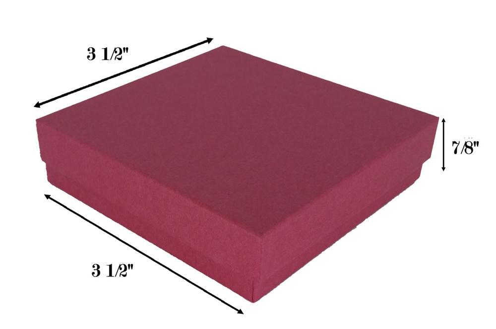 Red Kraft Cotton Filled Box: 3 1/2" x 3 1/2" x 7/8"H