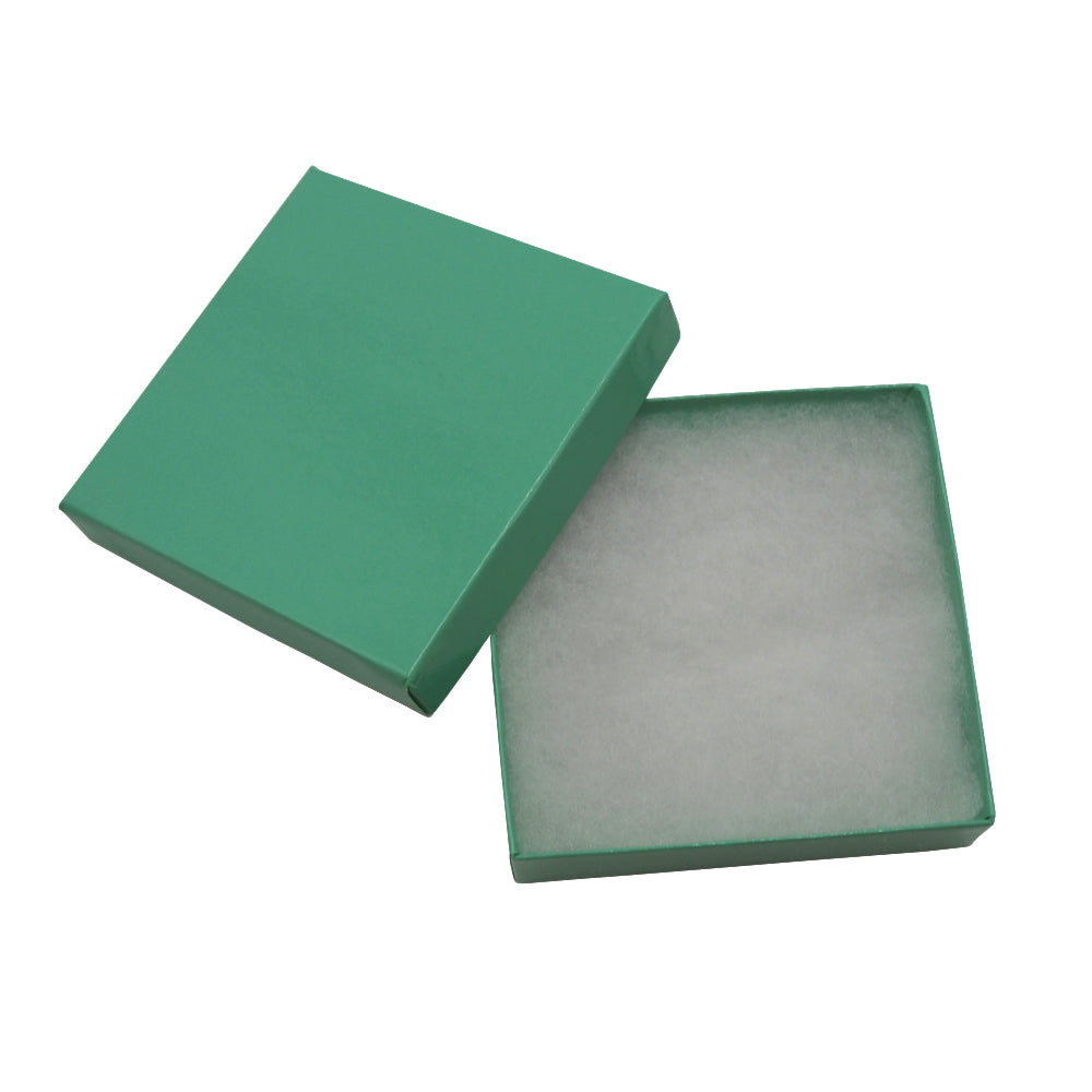 Teal Cotton Filled Boxes opened up to show cotton filling insert
