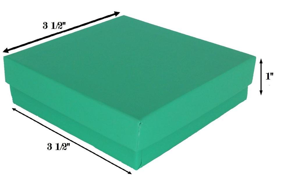 Teal Cotton Filled Box: 3 1/2" x 3 1/2" x 1"H