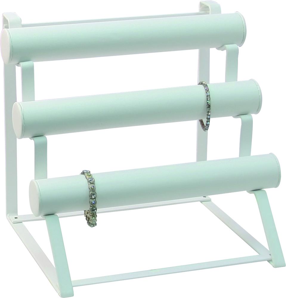 White Faux Leather Removable tubes - Multi Bar Display for bracelets/watches