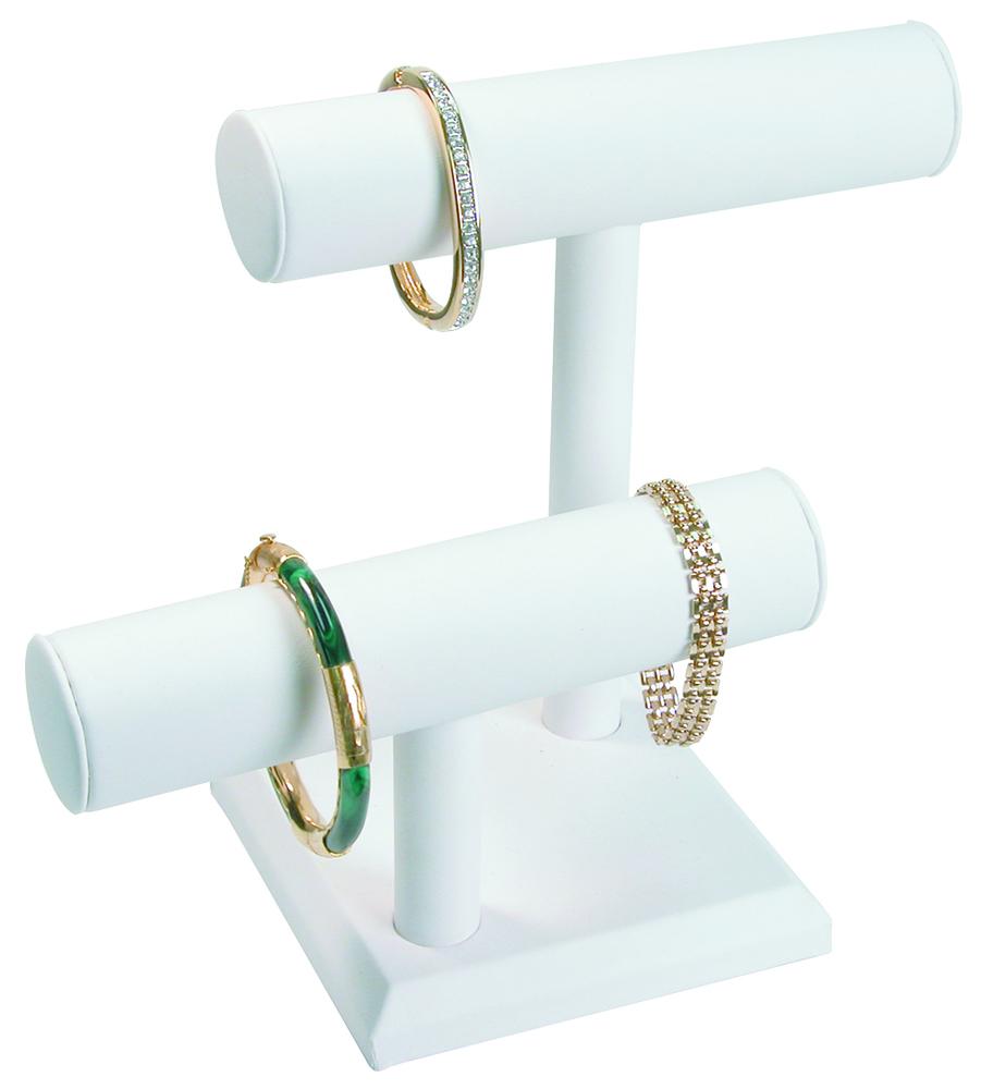 White Leatherette Off Set Double T Bar