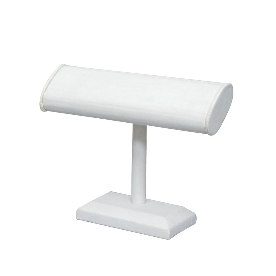 White Leatherette Oval T Bar Bracelet Display