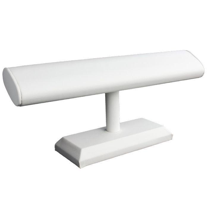White Leatherette wide Oval T Bar