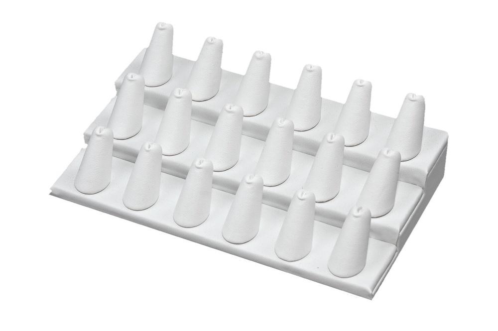 White Faux Leather 18-Ring Finger Jewelry Display