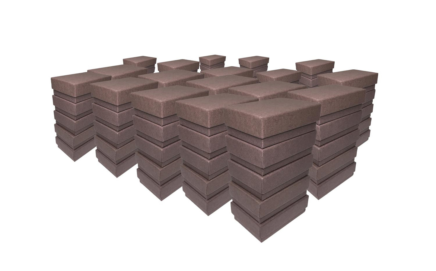 Case of 500 Chocolate Kraft Cotton Filled Boxes - 2 7/16" x 1 5/8" x 13/16"H