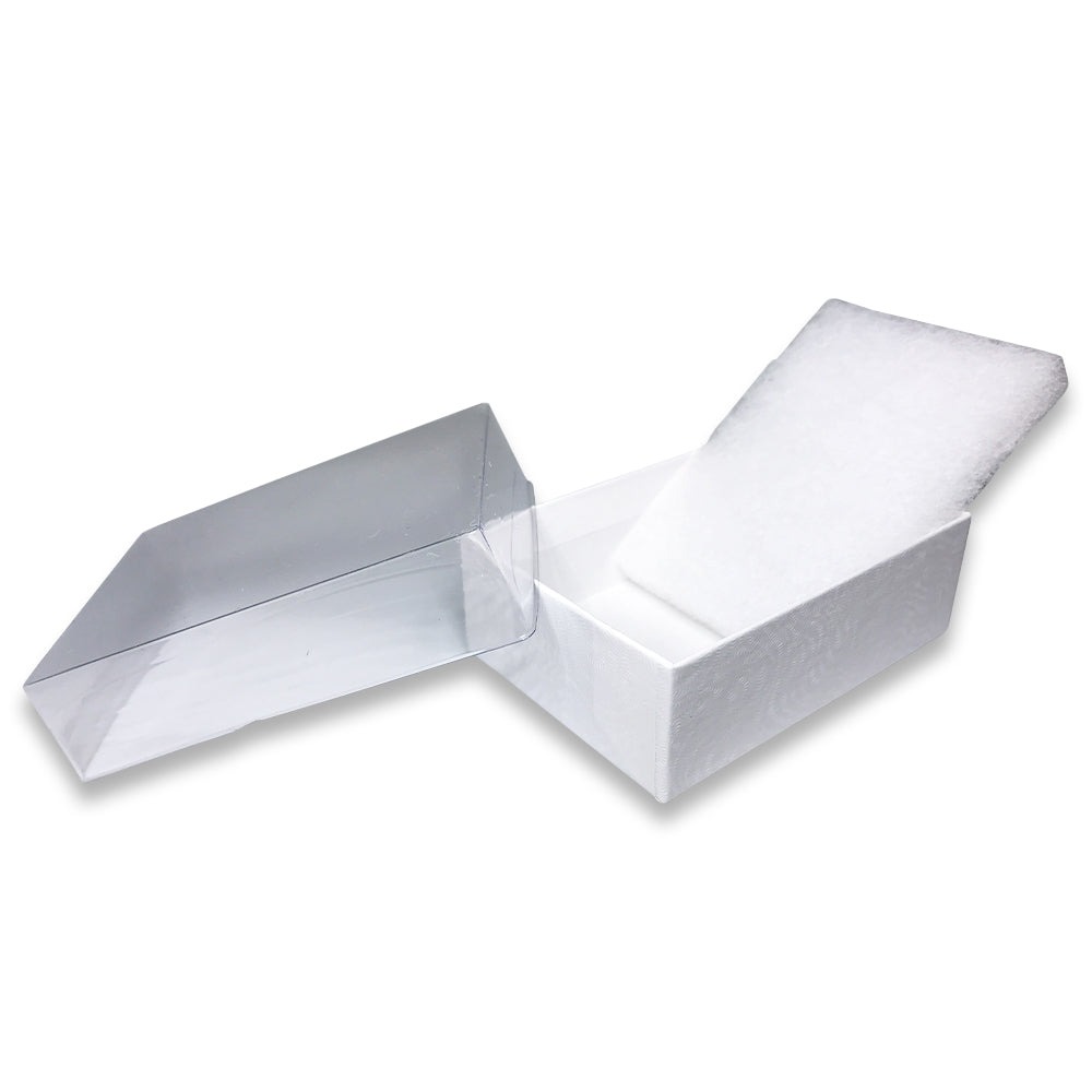 White Swirl Clear Top Cotton Filled Boxes - 6 Sizes Available!