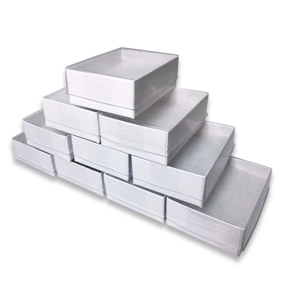 White Swirl Clear Top Cotton Filled Boxes - 6 Sizes Available!