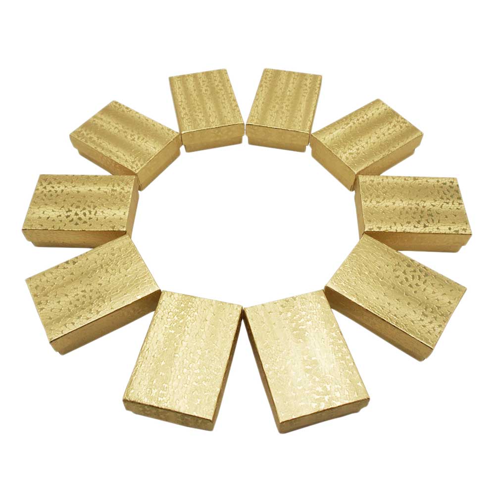 Gold Foil Cotton Filled Boxes - (10 Boxes/Pack) - 9 Sizes Available!