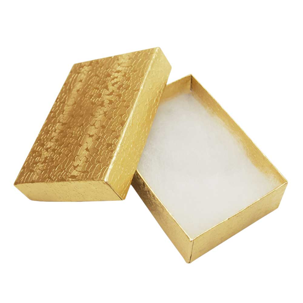 Gold Foil Cotton Filled Boxes - (10 Boxes/Pack) - 9 Sizes Available!