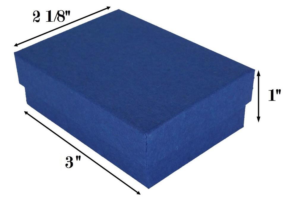 Navy Kraft Cotton Filled Box: 3" x 2 1/8" x 1"H