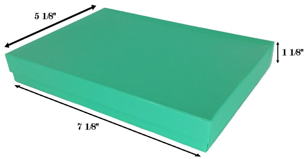 Teal Cotton Filled Box: 7 1/8" x 5 1/8" x 1 1/8"H