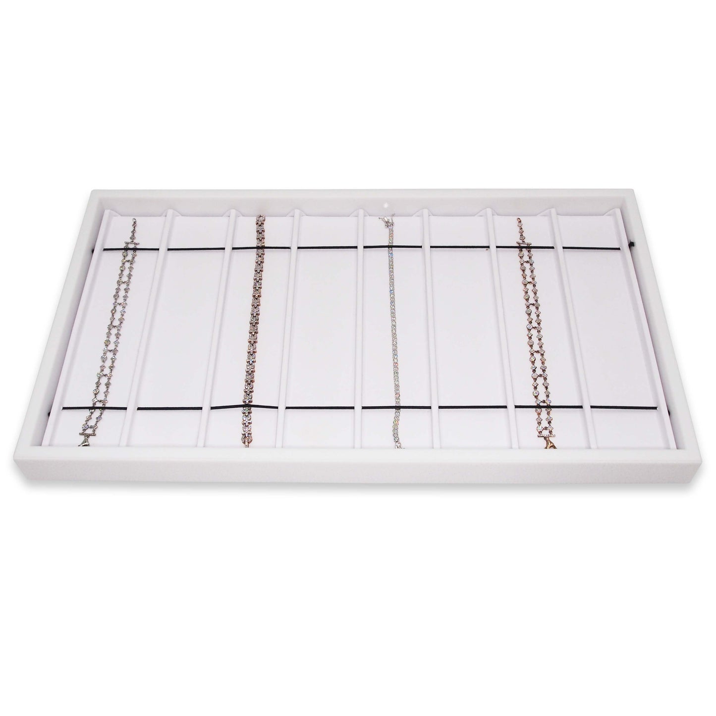 White leatherette 8 Section Deluxe bracelet insert liners