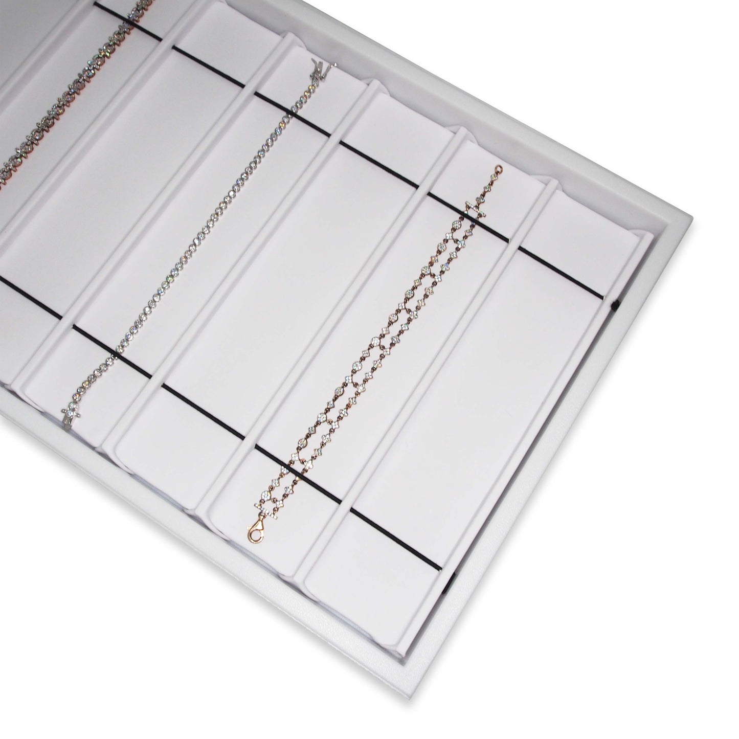 White leatherette 8 Section Deluxe bracelet insert liners
