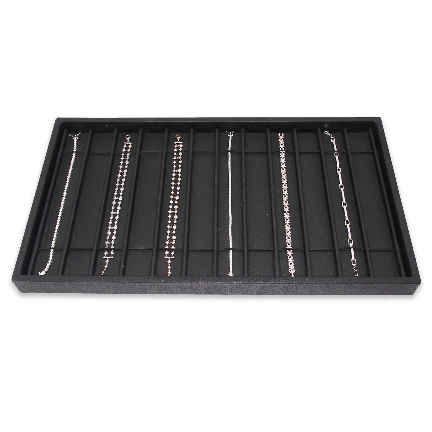 Black Faux Leather 12 Section Deluxe Bracelet Insert Liner