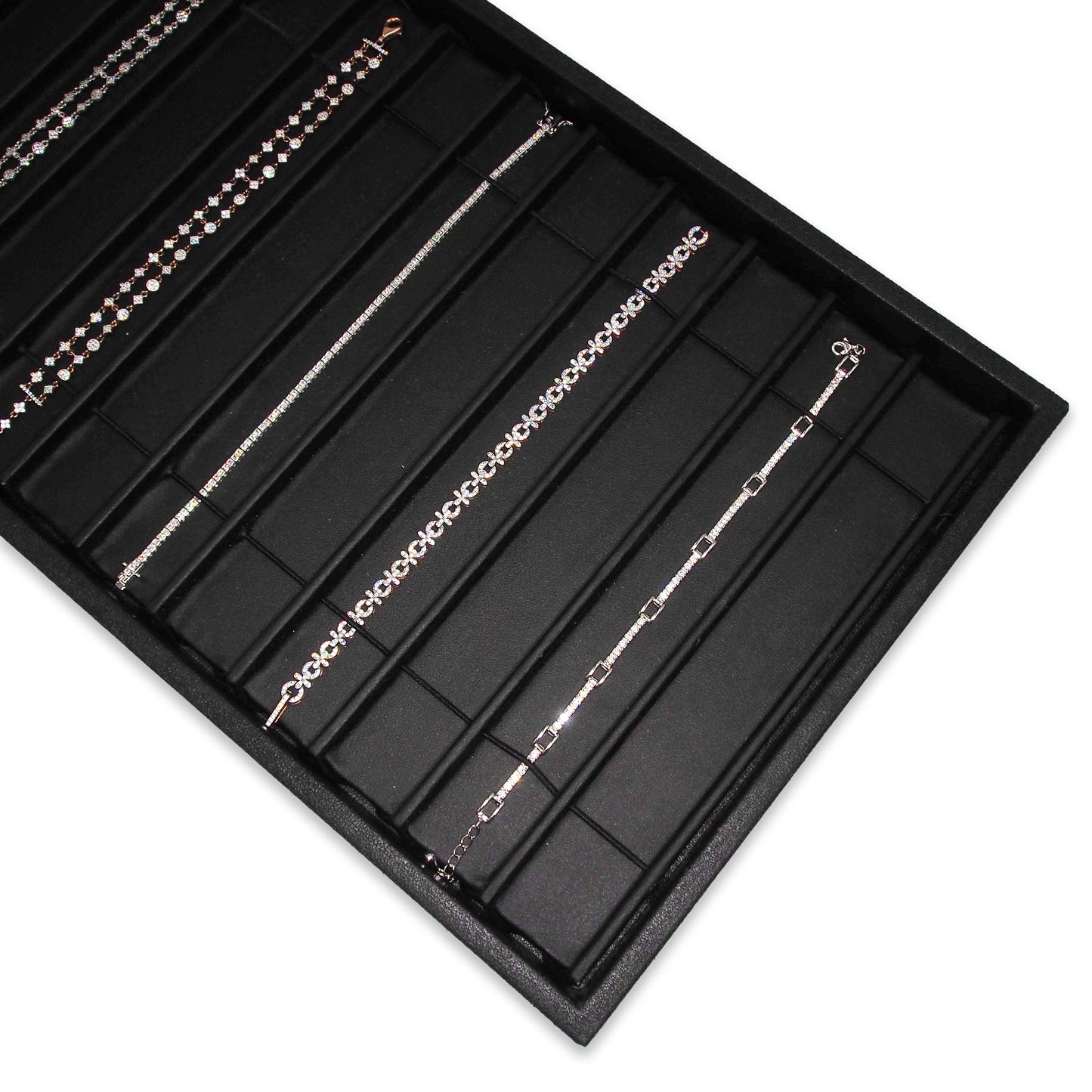 Black Faux Leather 12 Section Deluxe Bracelet Insert Liner