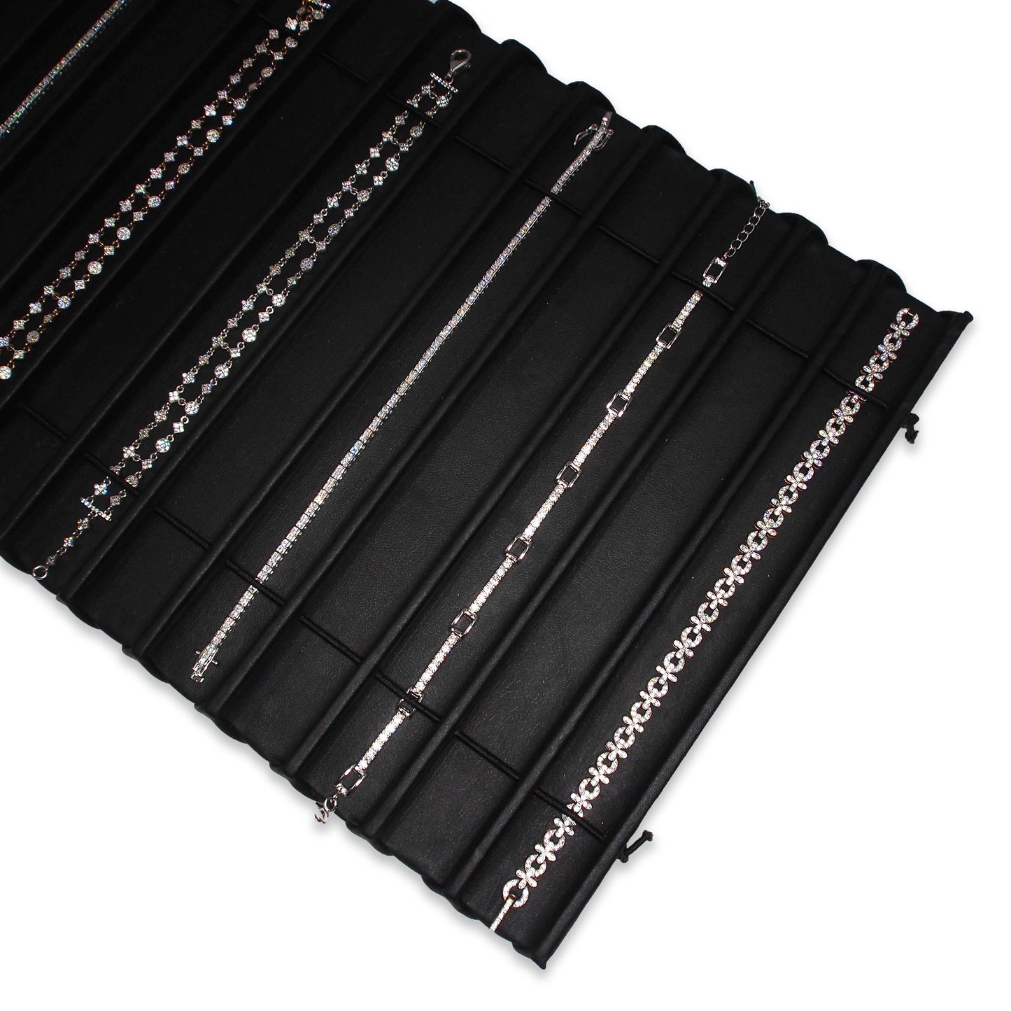 Black Faux Leather 15 Section Deluxe Bracelet Jewelry Insert Liner