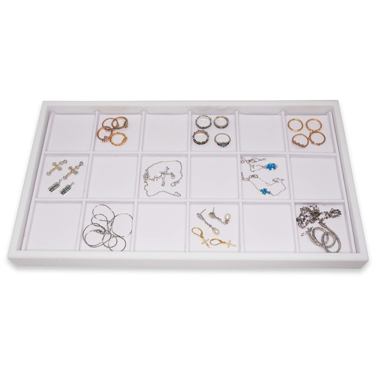 White 18 Section Deluxe Full Size Jewelry Display Tray Inserts