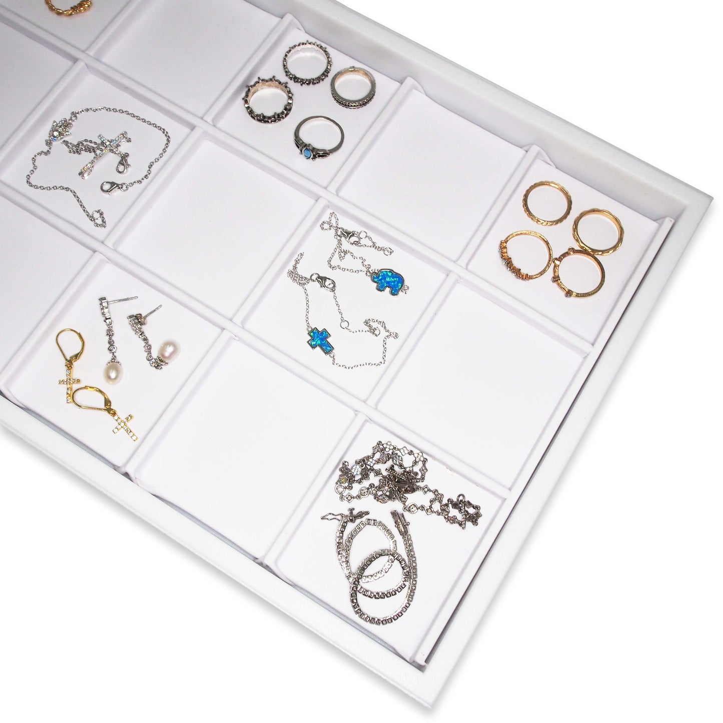 White 18 Section Deluxe Full Size Jewelry Display Tray Inserts