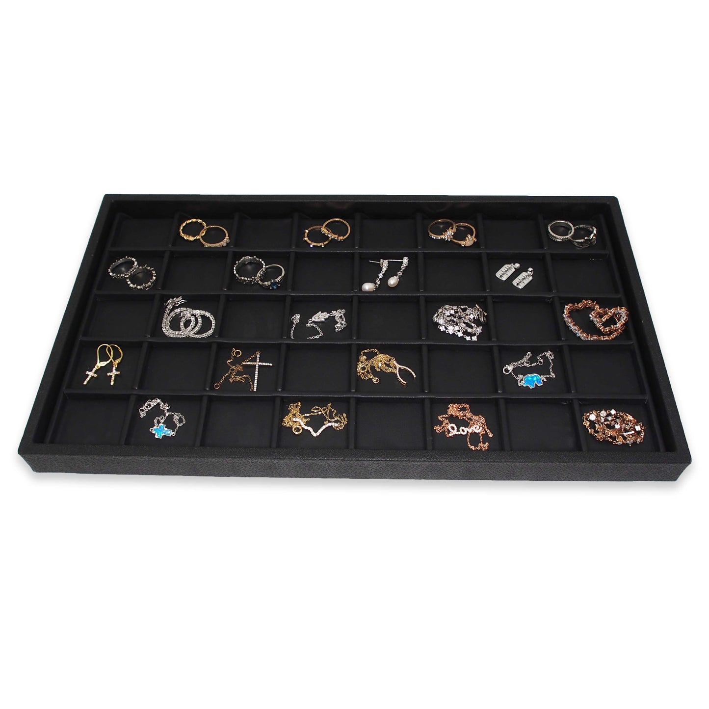Black Faux Leather 40 Section Deluxe Tray Insert