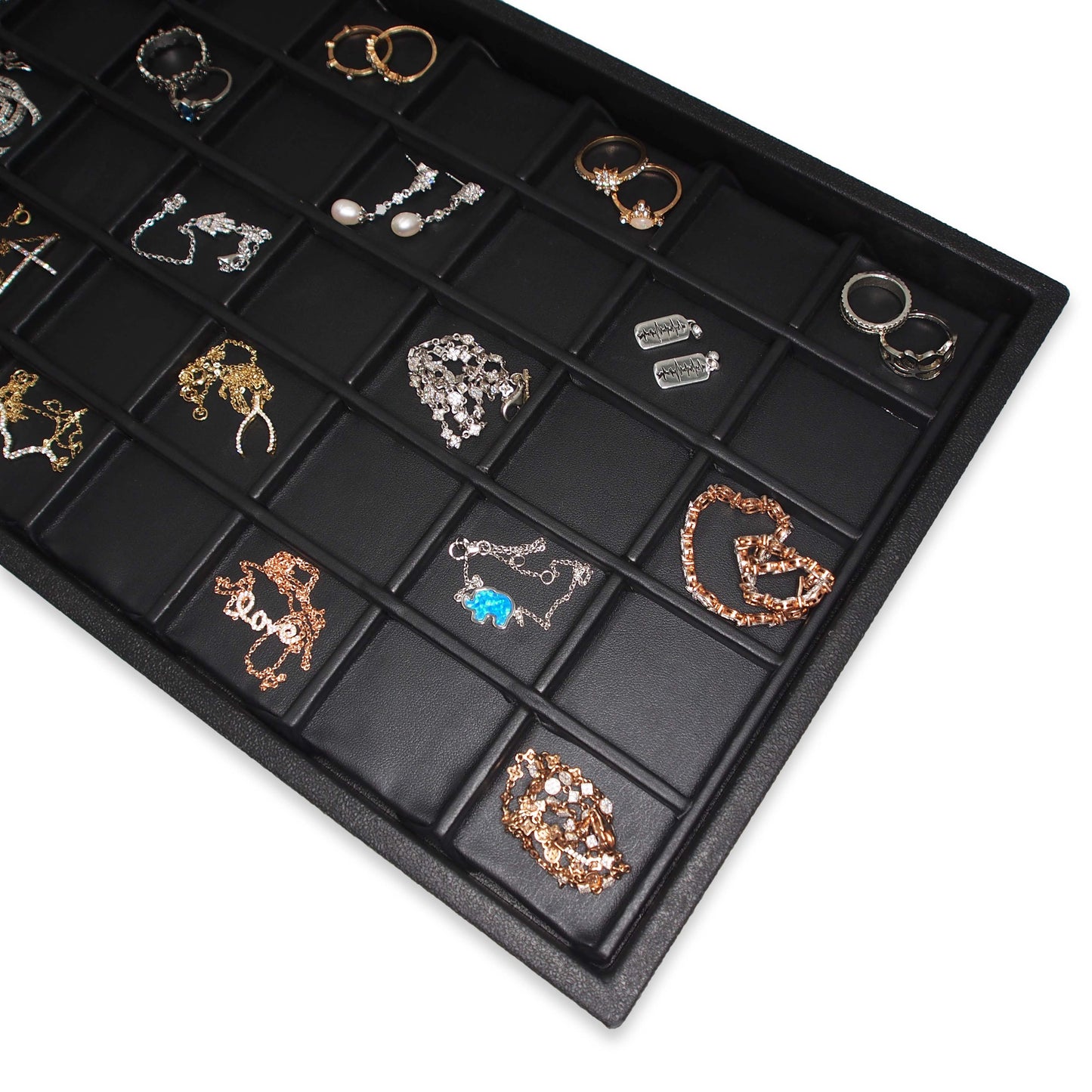 Black Faux Leather 40 Section Deluxe Tray Insert