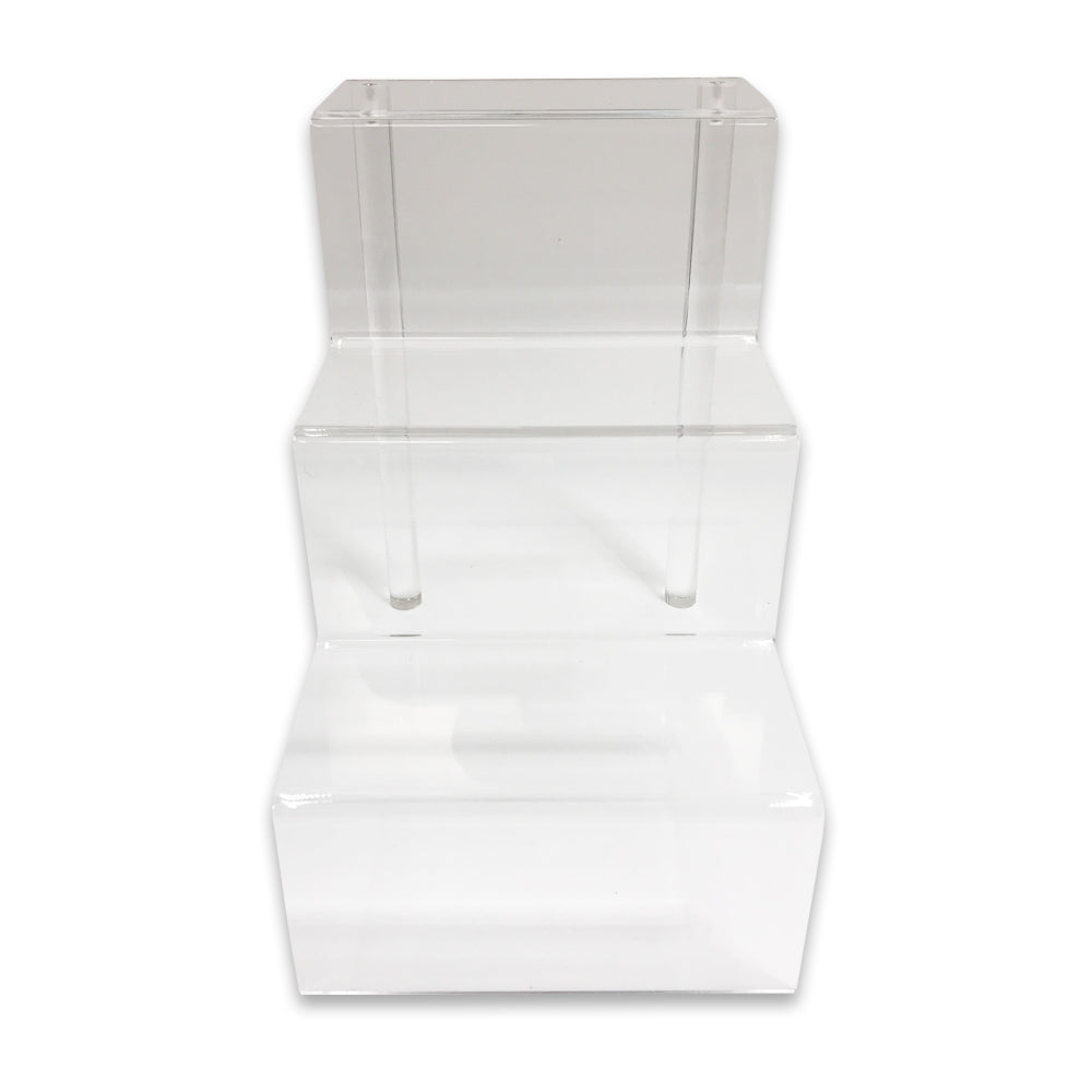 3 Set Displays of 3 Tiers Clear Acrylic Glass Riser Step Display