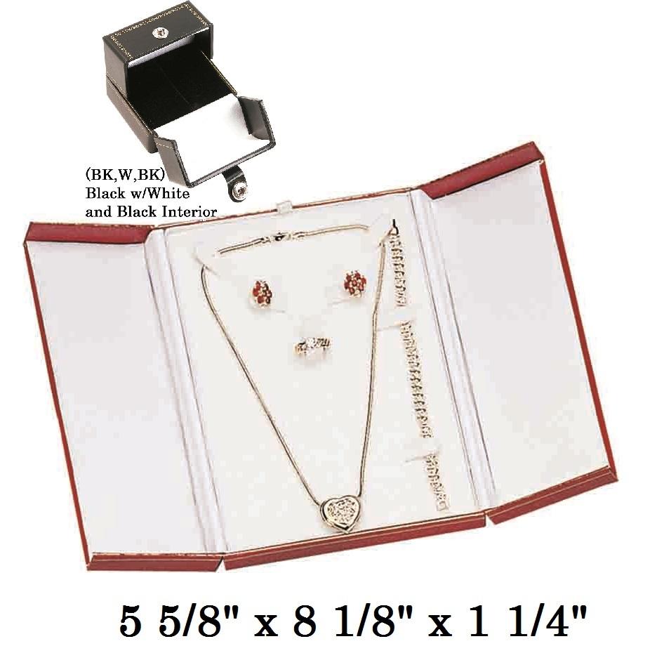 Black/White Combination Set Snap-Tab Leatherette Box