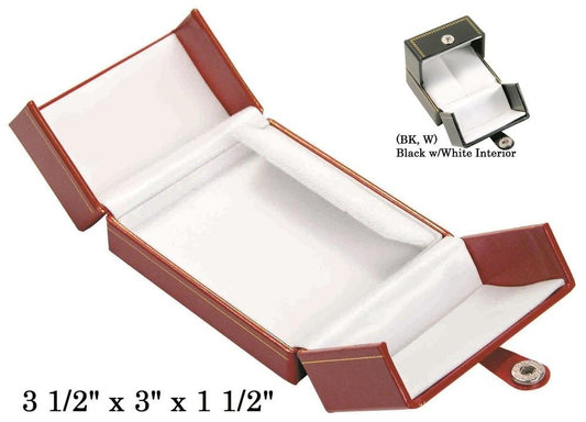 Black/White Clip Earring Snap-Tab Leatherette Box