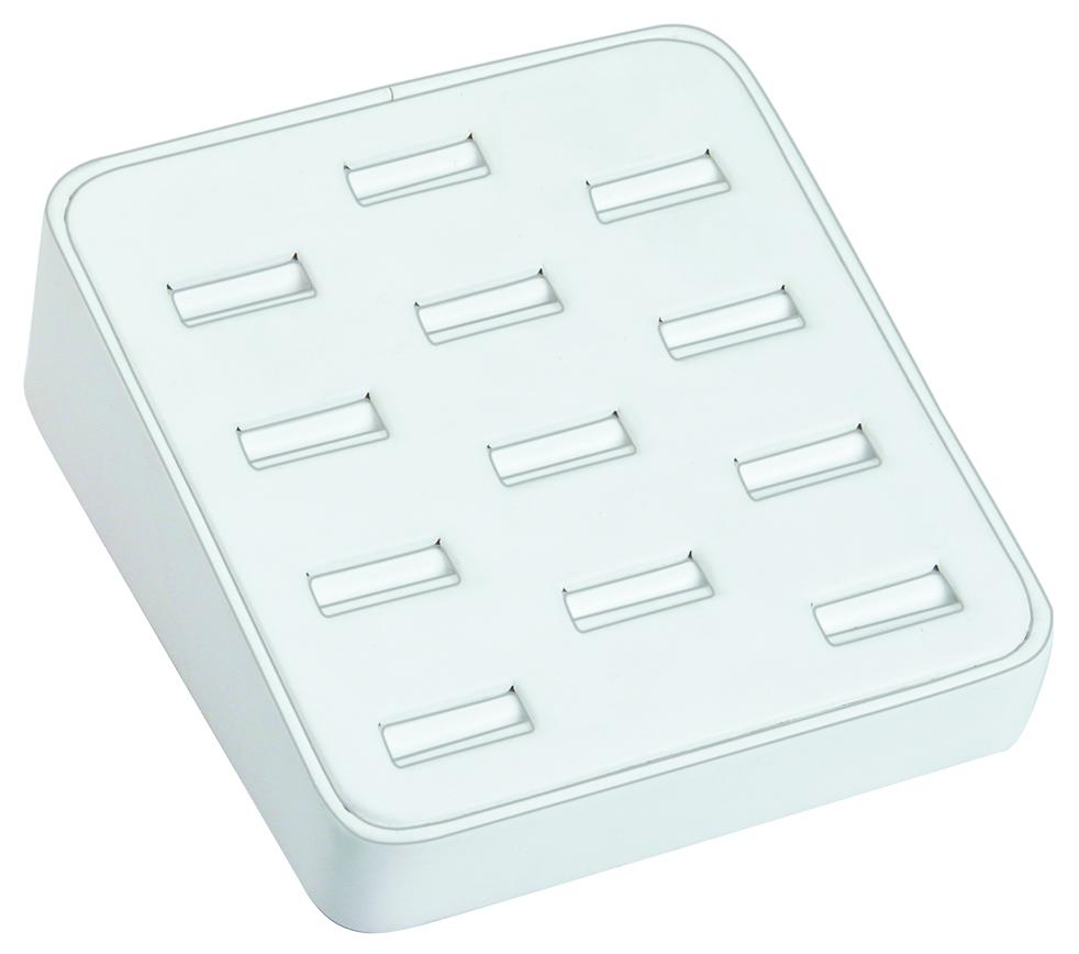 White Faux Leather 12-Slot Ring Tray Jewelry Display