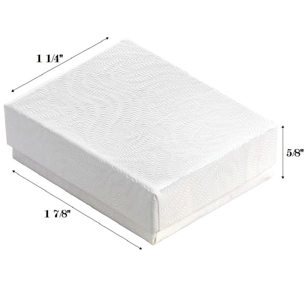 White Swirl Cotton Filled Box: 1 7/8" x 1 1/4" x 5/8"H