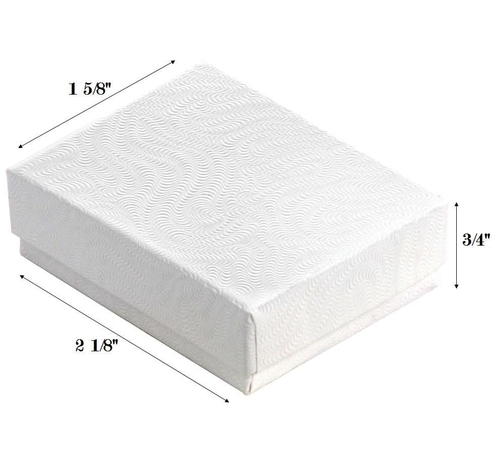 White Swirl Cotton Filled Box: 2 1/8" x 1 5/8" x 3/4"H