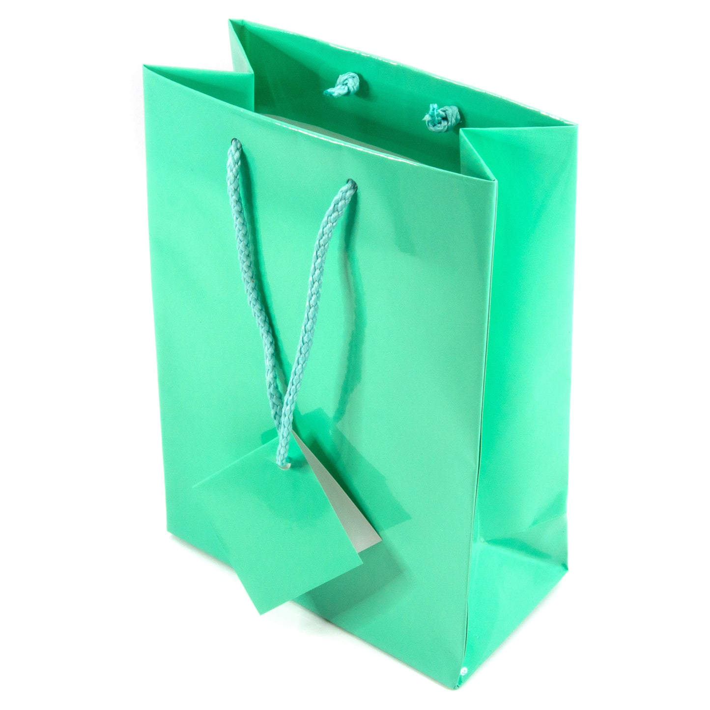 Glossy Teal Paper Tote Gift Bags