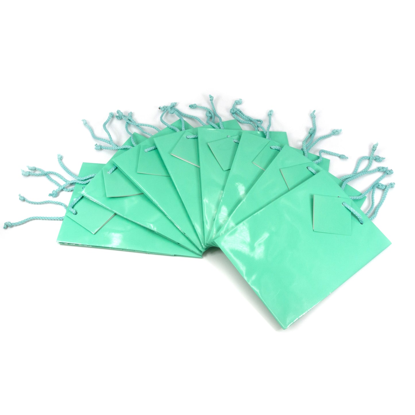Glossy Teal Paper Tote Gift Bags