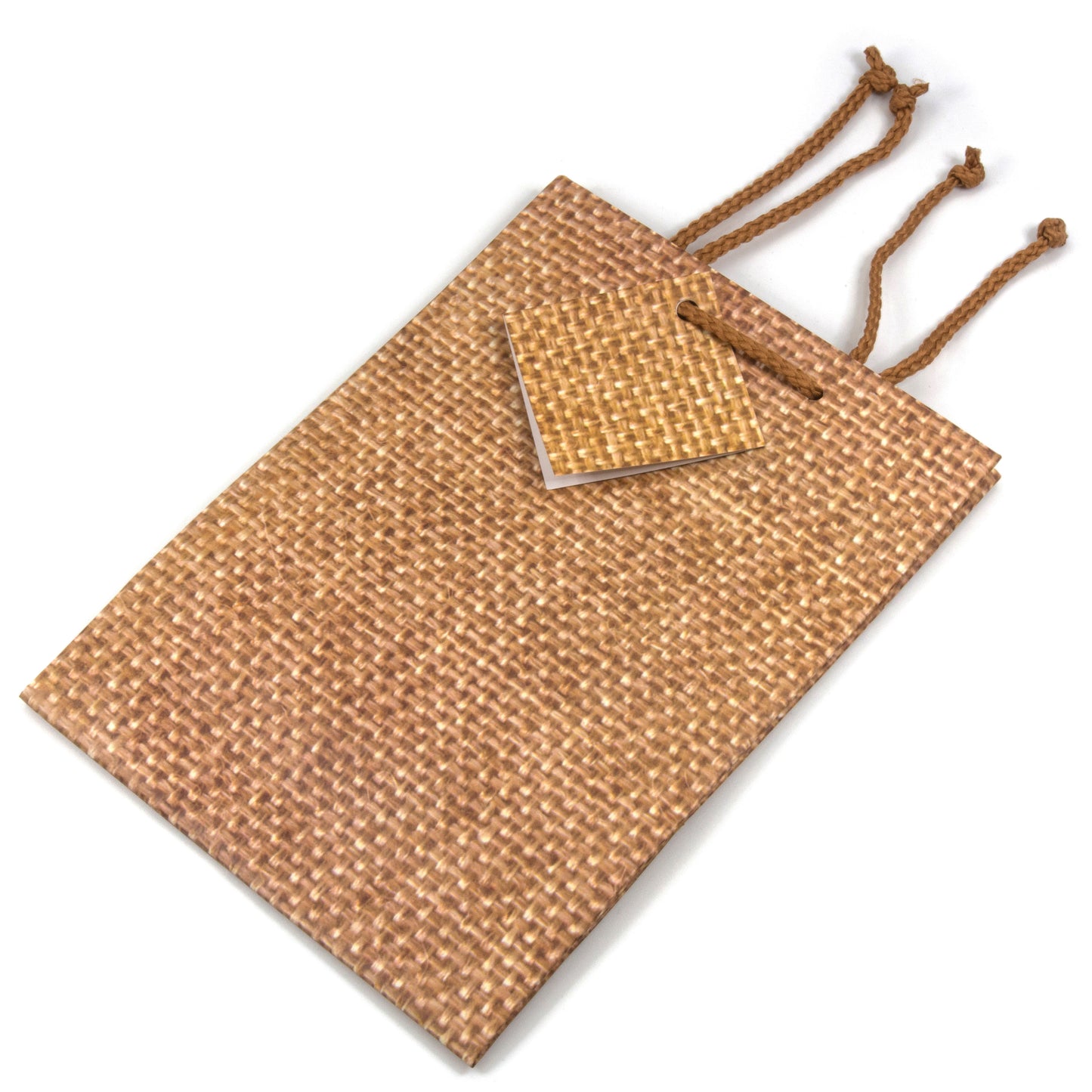 Burlap Print Paper Tote Gift Bags