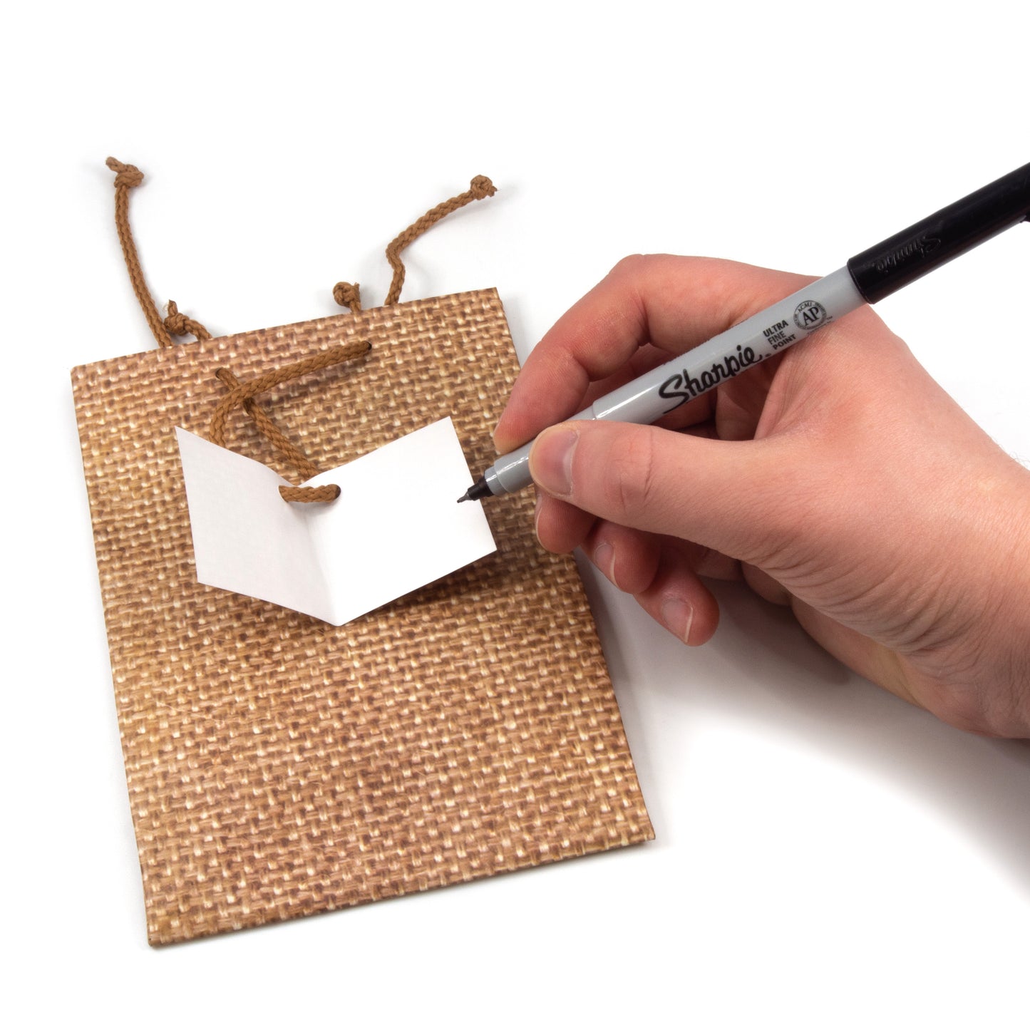 Burlap Print Paper Tote Gift Bags