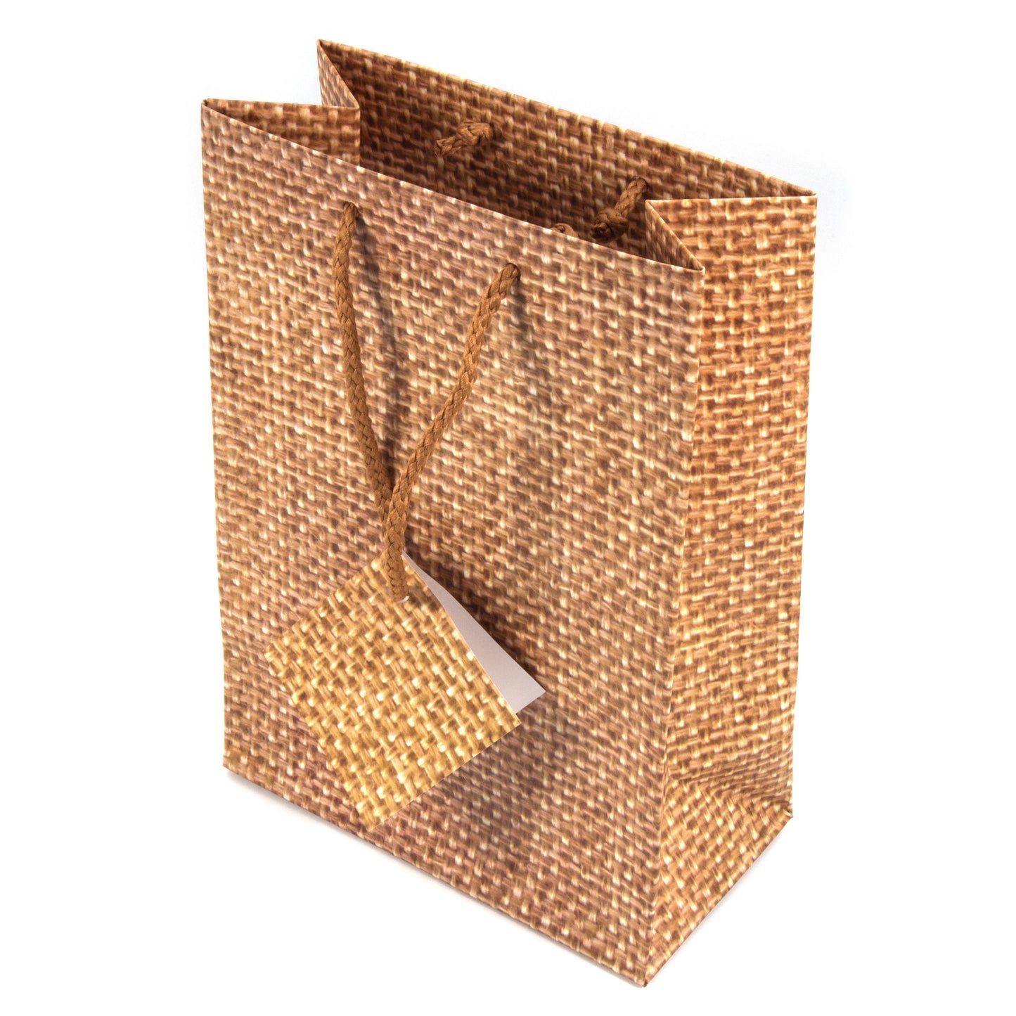 Burlap Print Paper Tote Gift Bags