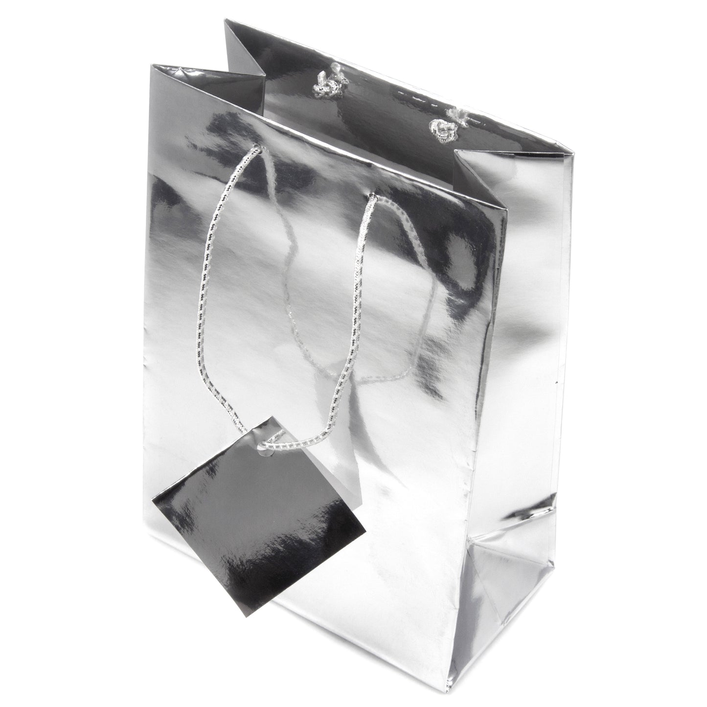 Glossy Silver Metallic Paper Tote Gift Bag