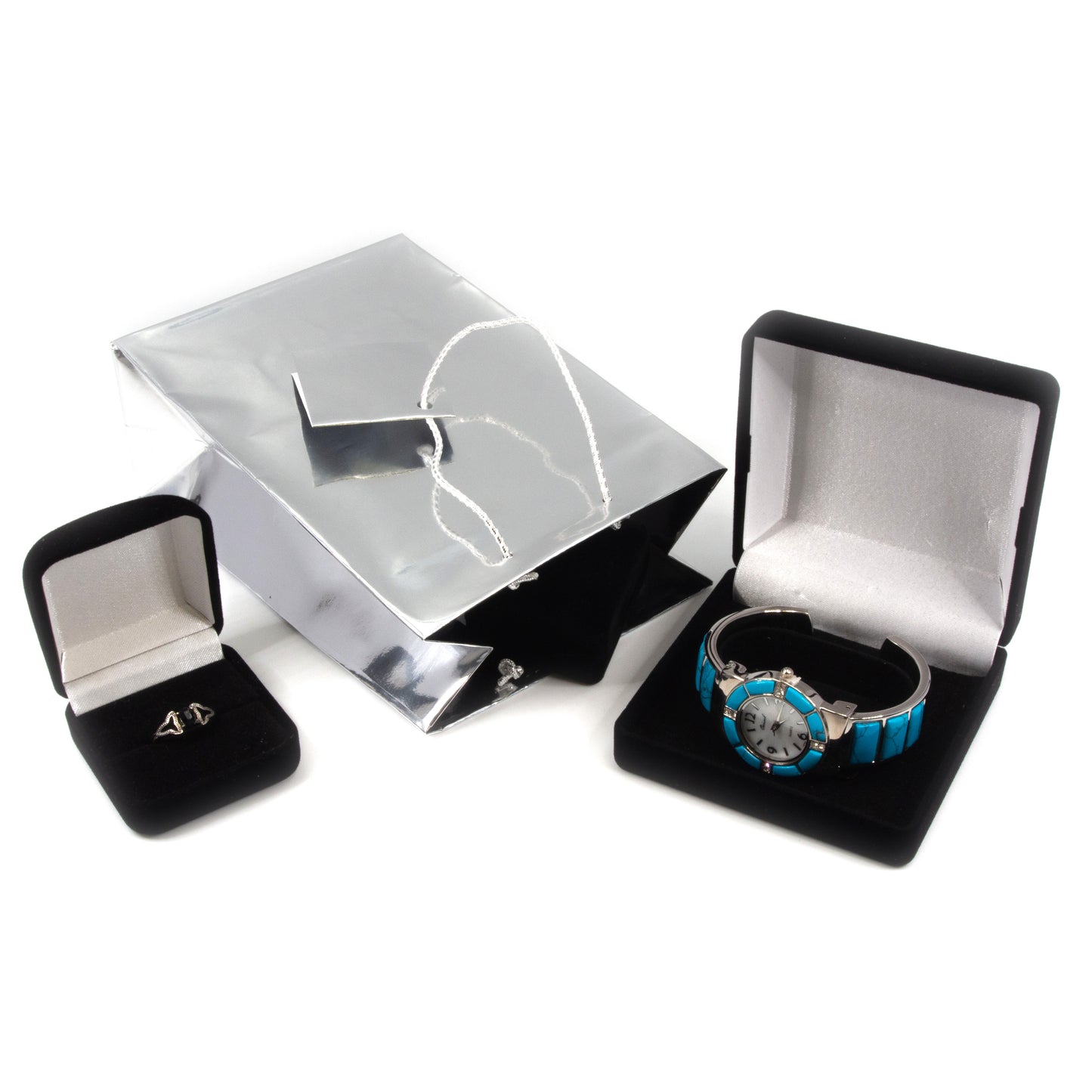Glossy Silver Metallic Paper Tote Gift Bag