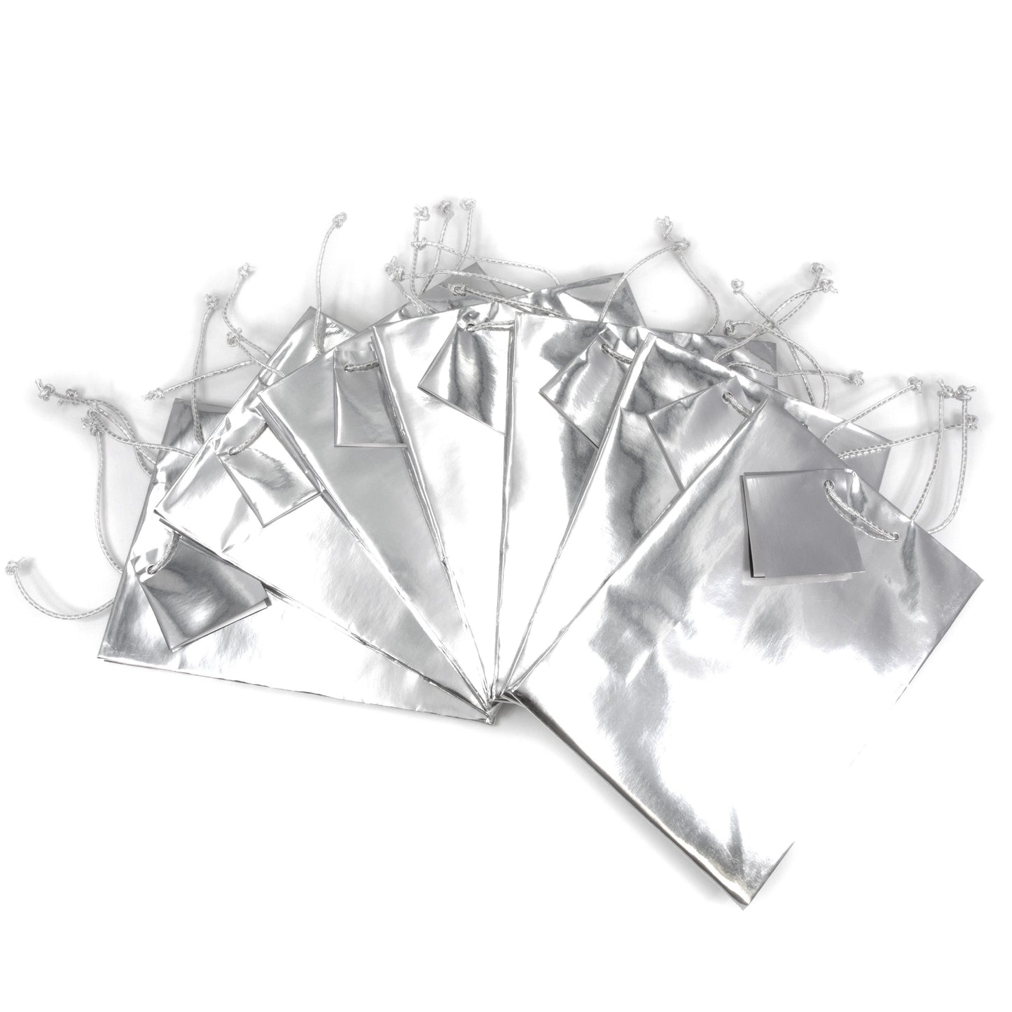 Glossy Silver Metallic Paper Tote Gift Bag