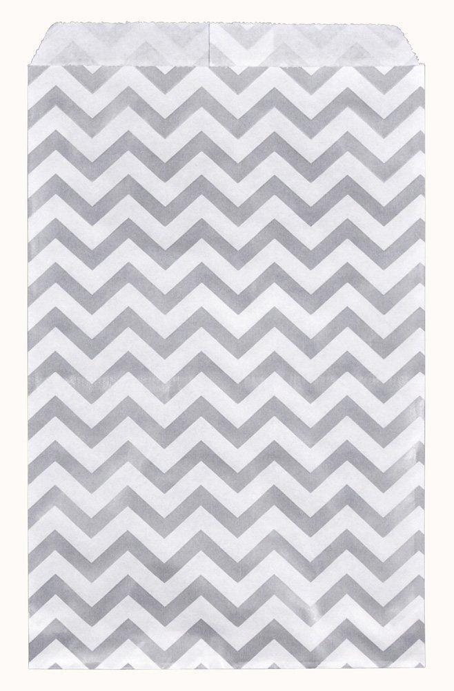 Flat envelope style paper bag, with Silver chevron pattern
